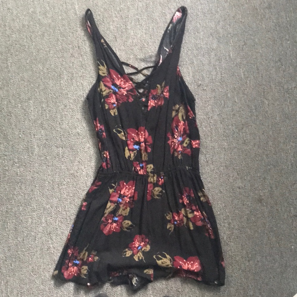 Black floral romper